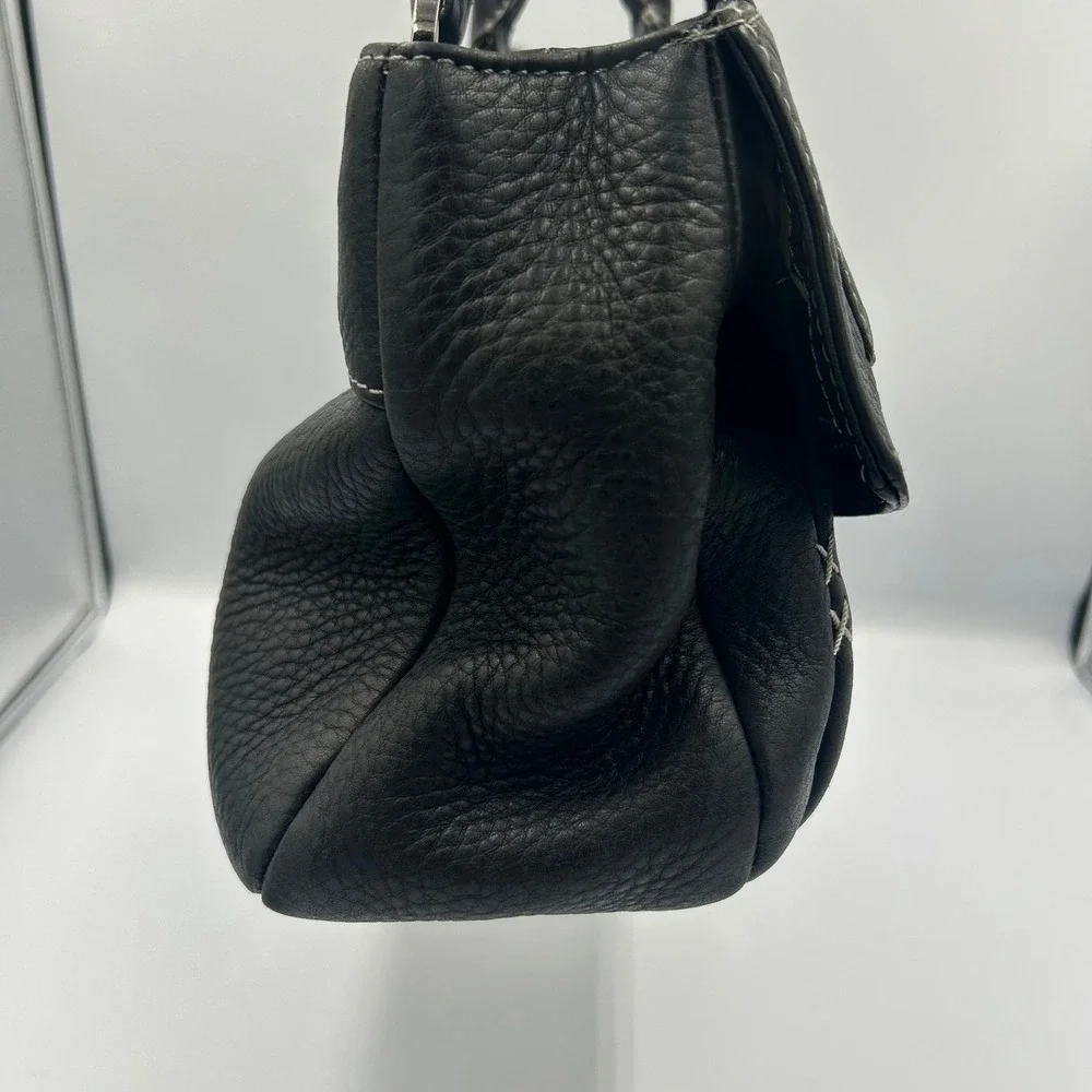 Radley London Satchel Handbag Womens Small Black Leather Contrast Stitch B-027